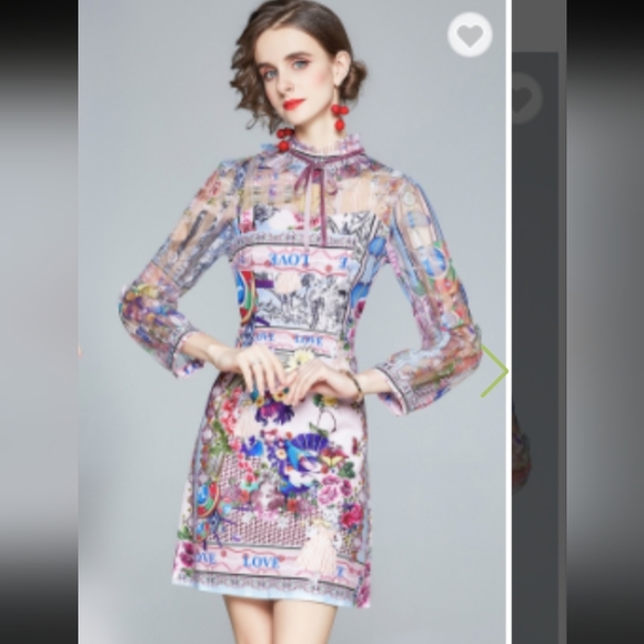 #265NWT French Elegant Temperament High Quality Cartoon Dress. Size: Small - Picture 2 of 15